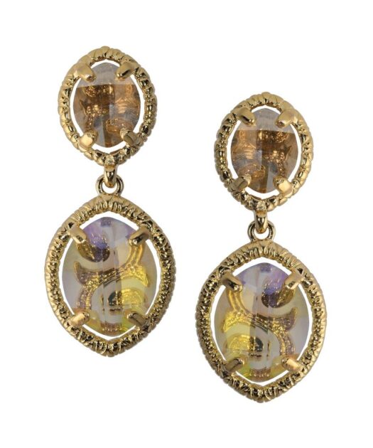 Pendientes oro amarillo ovalados de plata con Swarovski Elements