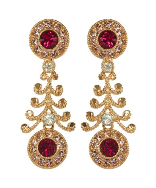 Pendientes oro rosa con rosetas fabricados en plata de primera ley con cristales de colores