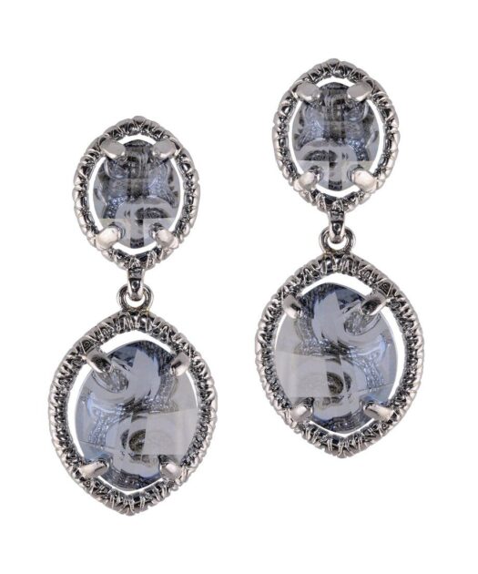 Pendientes ovalados azules de plata bañada en rodio con Swarovski Elements