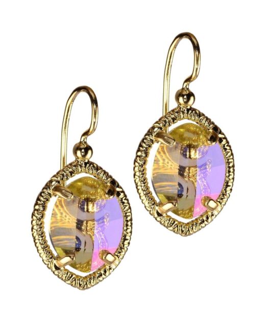 Pendientes ovalados dorados de plata bañada en oro amarillo con Swarovski Elements
