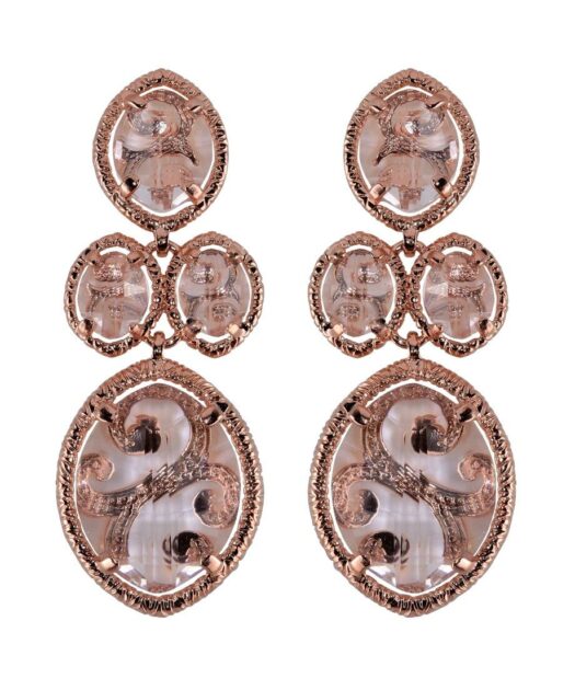 Pendientes ovalados rosas de plata de ley con cristales Swarovski