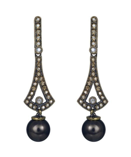 Pendientes perlas oro vintage de plata de ley con Swarovski Elements