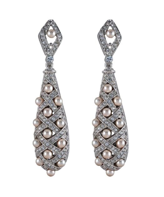 Pendientes plata con perlas pequeñas y cristales Swarovski