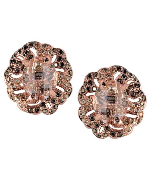 Pendientes rococó oro rosa de plata con cristales Swarovski y cierre omega