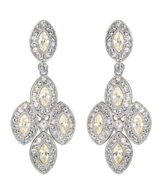 Pendientes rosetas blancas con cristal Swarovski de plata rodinada
