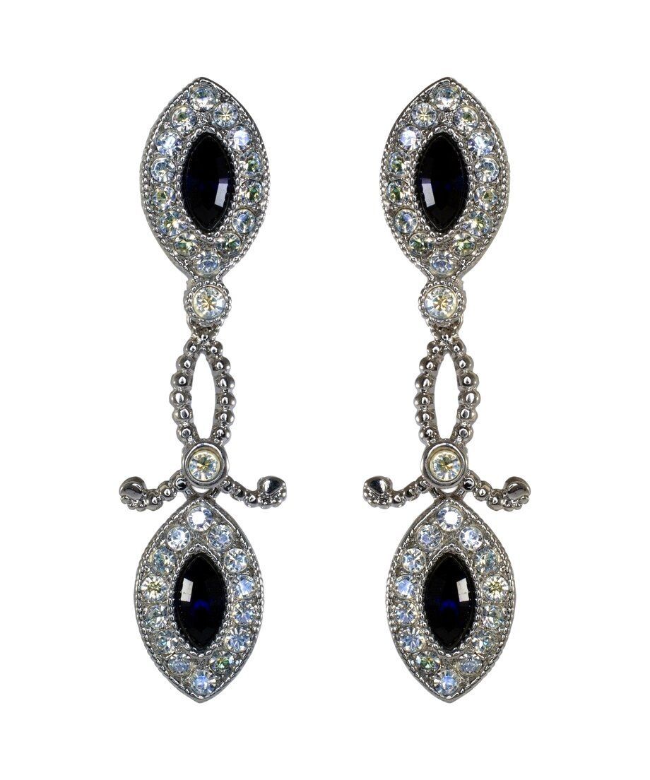 Pendientes rosetas de color negro con Swarovski Elements en plata de ley rodinada Pendientes rosetas de color negro con Swarovski Elements en plata de ley rodinada