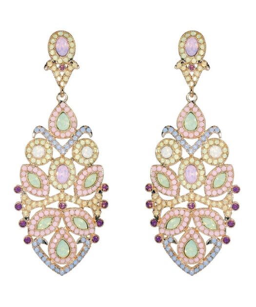 Pendientes rosetas en tonos pastel con cristales Swarovski fabricados en plata de ley