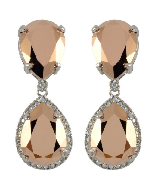 Pendientes Swarovski brillo metálico de color marrón en plata de ley