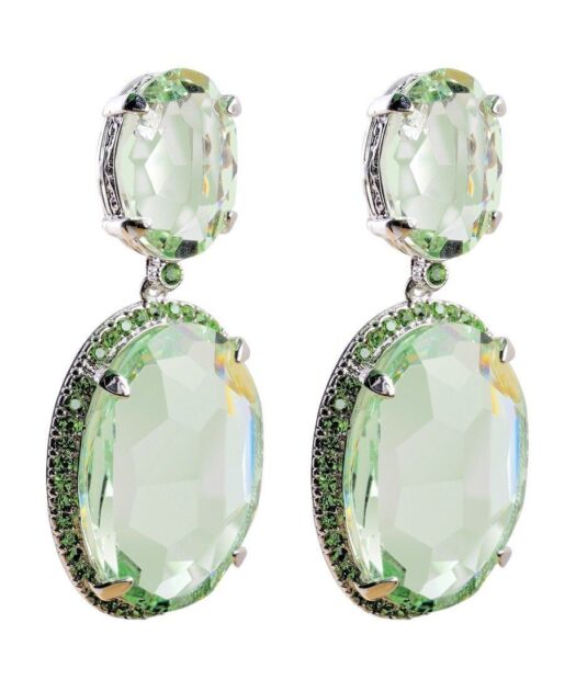 Pendientes Swarovski verde agua de plata de ley bañada en rodio