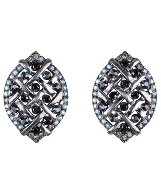 Pendientes trenzados cierre omega de plata con Swarovski Elements