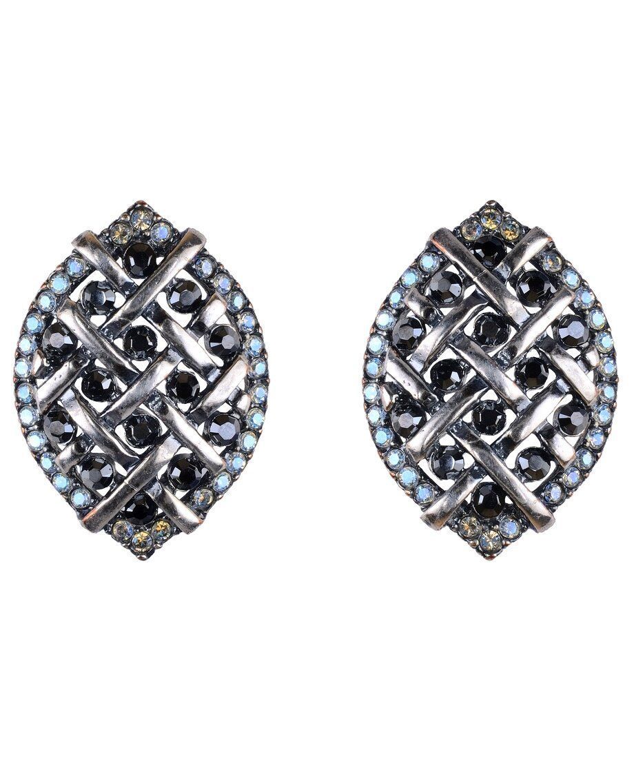Pendientes trenzados cierre omega de plata con Swarovski Elements Pendientes trenzados cierre omega de plata con Swarovski Elements