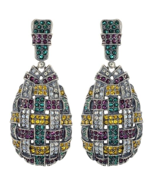 Pendientes trenzados de colores con Swarovski Elements en plata de ley