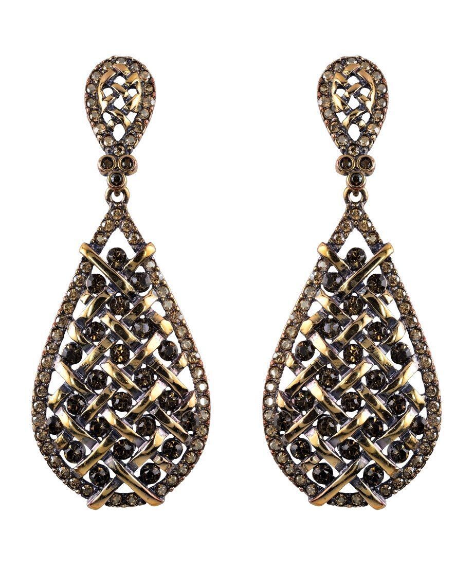 Pendientes trenzados dorados de plata de ley con cristal Swarovski Pendientes trenzados dorados de plata de ley con cristal Swarovski