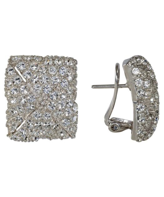 Pendientes trenzados plata rodinada con cristales Swarovski