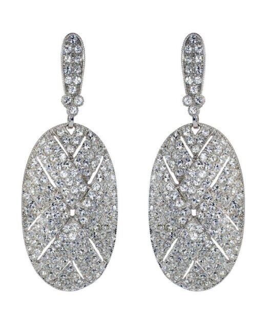 Pendientes trenzados Swarovski Elements blancos de plata rodinada