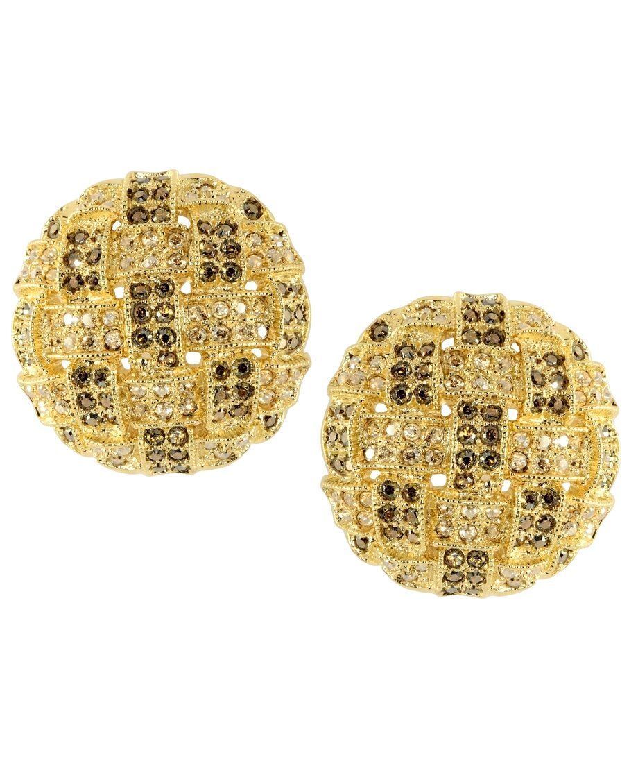Pendientes trenzas oro amarillo de plata de ley con cristales Swarovski Pendientes trenzas oro amarillo de plata de ley con cristales Swarovski