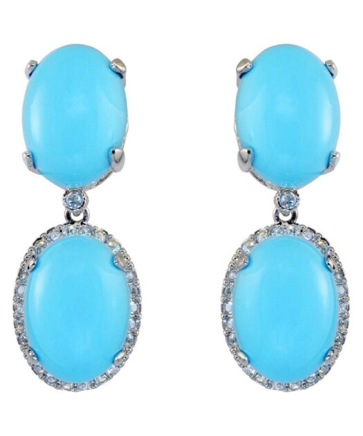 Pendientes turquesa azul de plata rodinada con Swarovski Elements