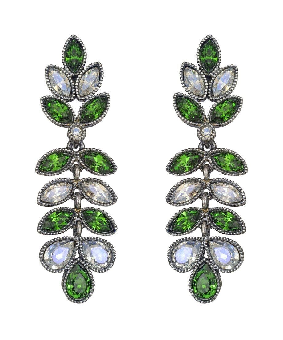Pendientes verdes y blancos de lágrimas con cristal Swarovski de plata de ley Pendientes verdes y blancos de lágrimas con cristal Swarovski de plata de ley