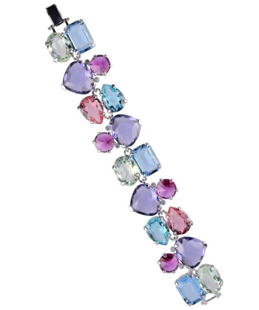 Pulsera con Swarovski Elements de colores en plata de ley con baño de rodio
