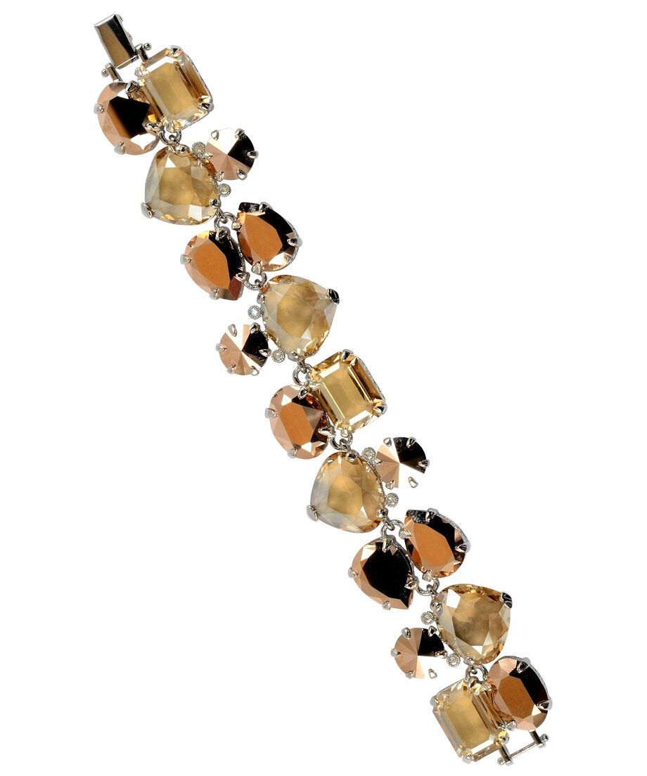 Pulsera cristal Swarovski marrón de plata de primera ley Pulsera cristal Swarovski marrón de plata de primera ley