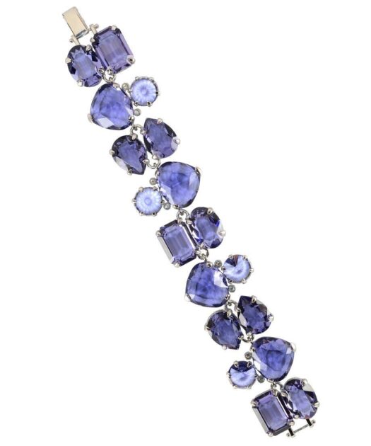 Pulsera cristal Swarovski violeta de plata de ley bañada en rodio