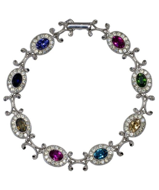 Pulsera de plata con rosetas adornada con Swarovski Elements