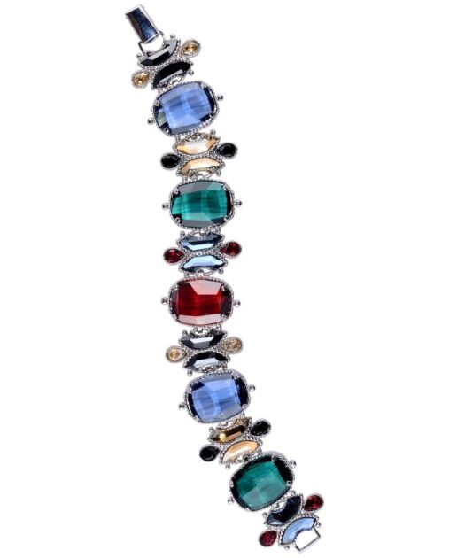 Pulsera Mediterráneo Swarovski de plata rodinada con cristales de colores