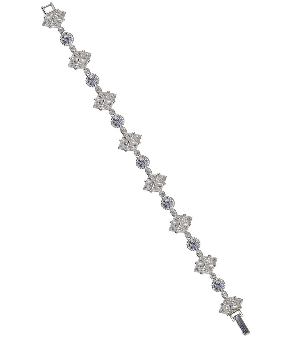 Pulsera novia clásica de plata bañada en rodio con Swarovski Zirconia Pulsera novia clásica de plata bañada en rodio con Swarovski Zirconia