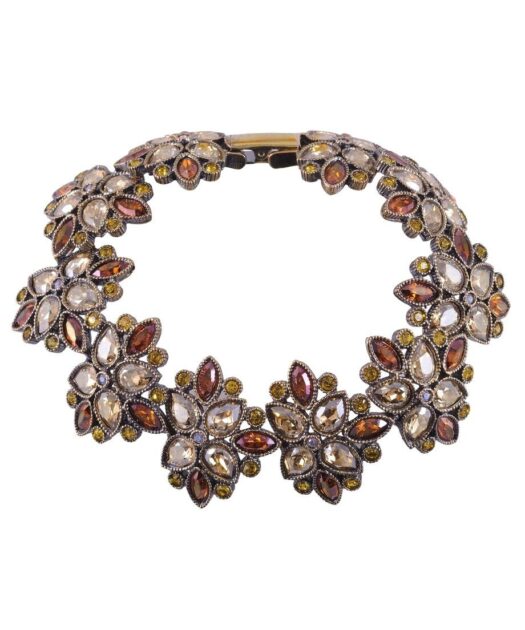 Pulsera oro vintage en tonos marrones de plata con cristales Swarovski