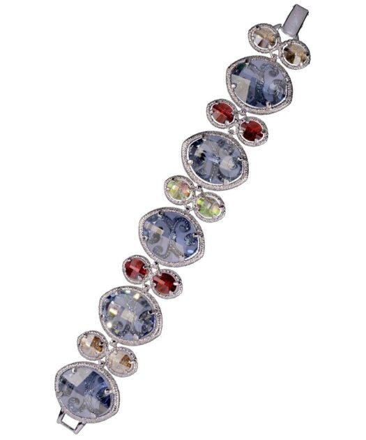 Pulsera oval con Swarovski Elements de plata de ley rodinada