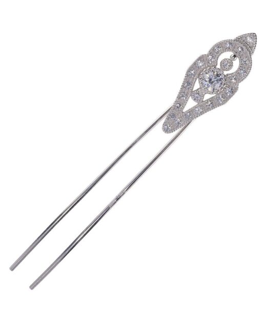 Horquilla de boda en plata de ley rodinada con Swarovski Zirconia