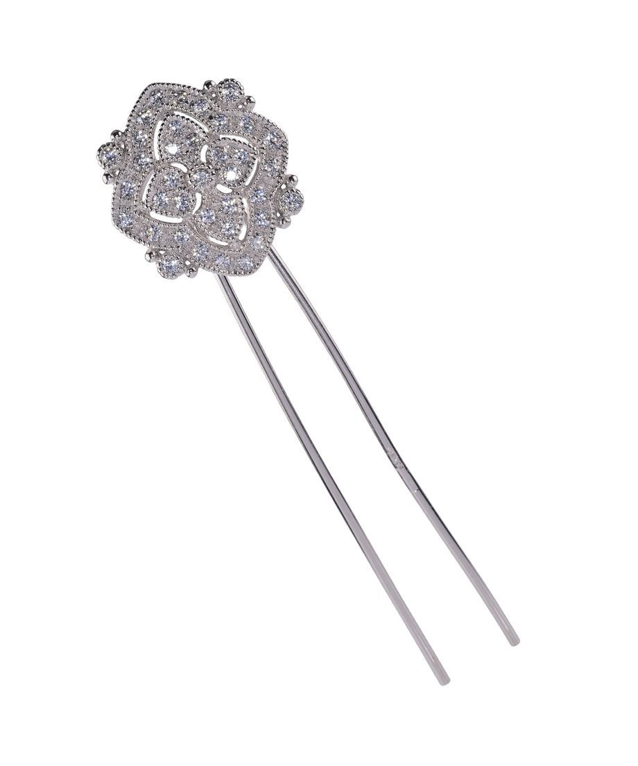 Horquilla novia clásica en plata de ley rodinada con circonitas Swarovski Horquilla novia clásica en plata de ley rodinada con circonitas Swarovski