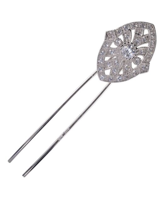 Horquilla novia con circonitas Swarovski de plata rodinada