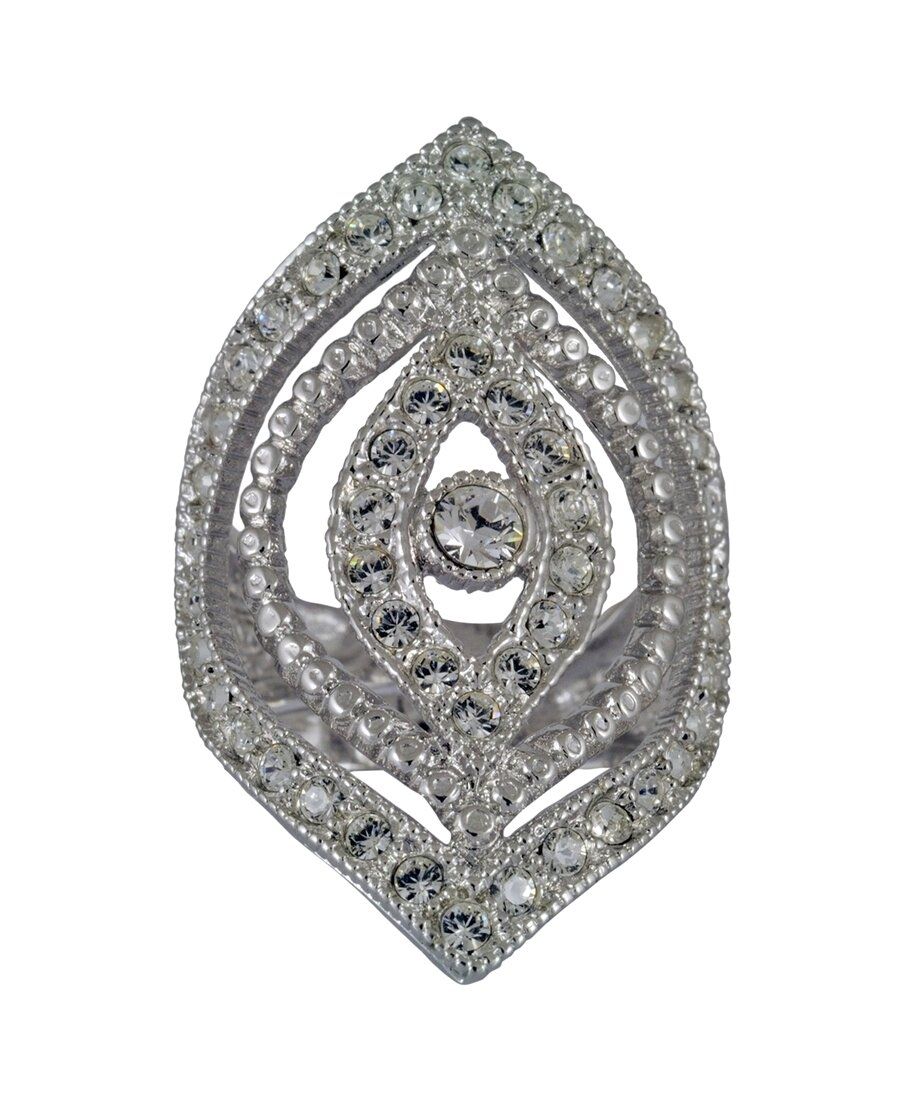 Sortija Estilo con Swarovski Elements blancos de plata de primera ley bañada en rodio