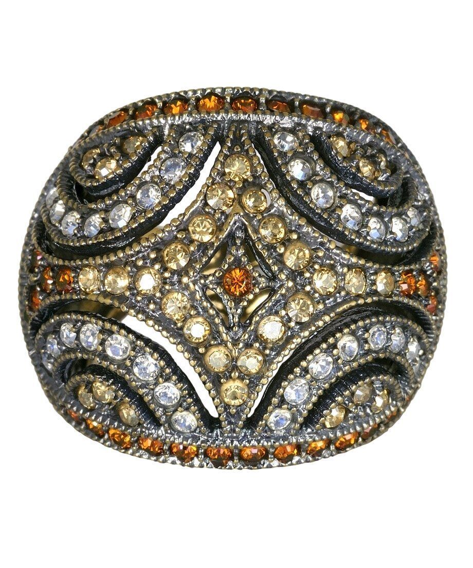 Sortija Estilo con cristales Swarovski en varios tonos de plata de primera ley bañada en oro amarillo