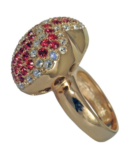 Anillo Corazón con cristales Swarovski en tonos rojos de plata bañada en rodio de la colección exclusiva de Máximo Betro.