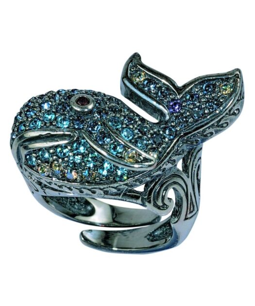 Anillo Ballena de plata y cristales Swarovski