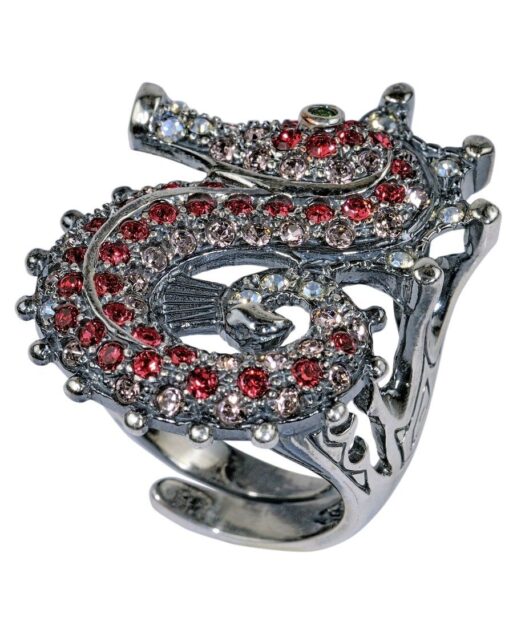 Anillo Caballito de Mar de plata y cristales Swarovski en varios colores