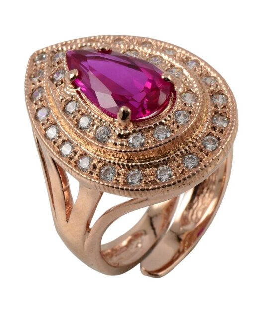 Anillo circonita rosa de plata de primera ley