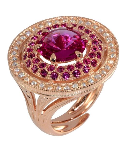 Anillo círculo oro rosa de plata de ley con cristales Swarovski