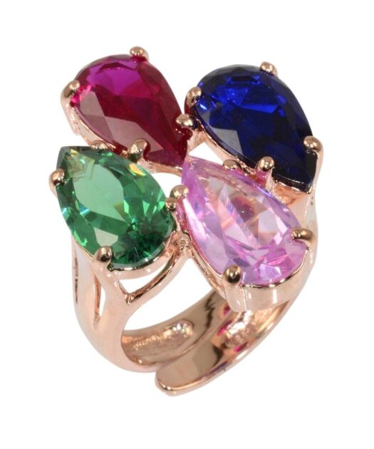 Anillo con circonitas de plata bañada en oro rosa