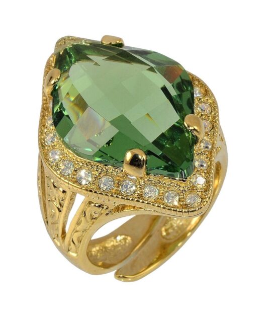 Anillo con facetadas Swarovski Elements en plata dorada