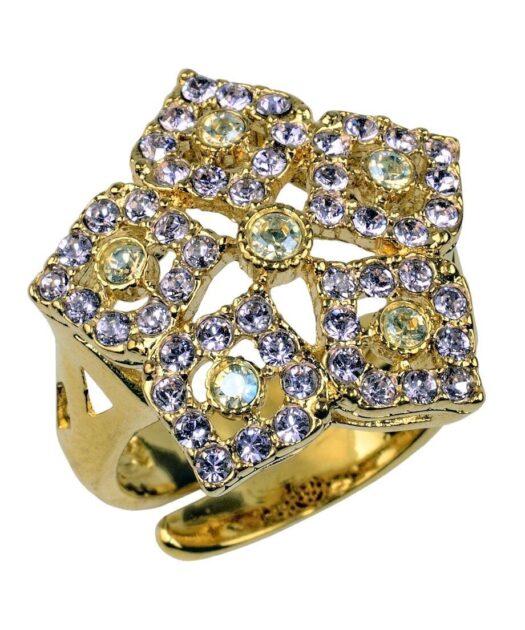Anillo copo de nieve dorado de plata bañada en oro amarillo con Swarovski Elements