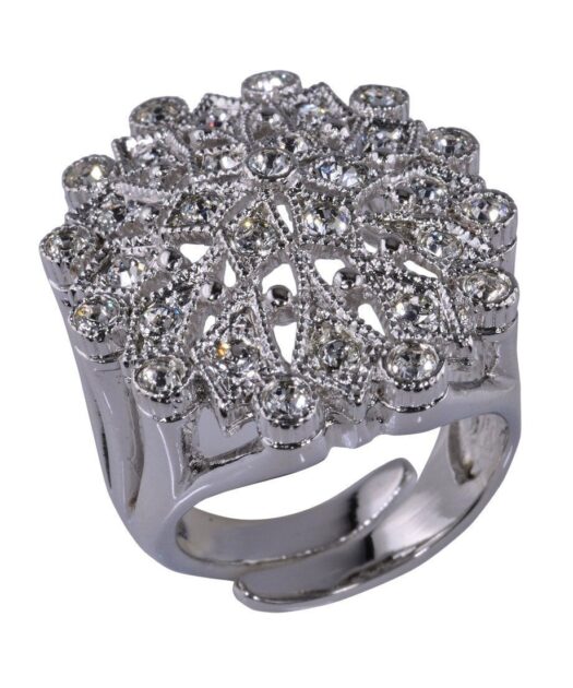 Anillo copo de nieve Swarovski Elements de plata de ley rodinada