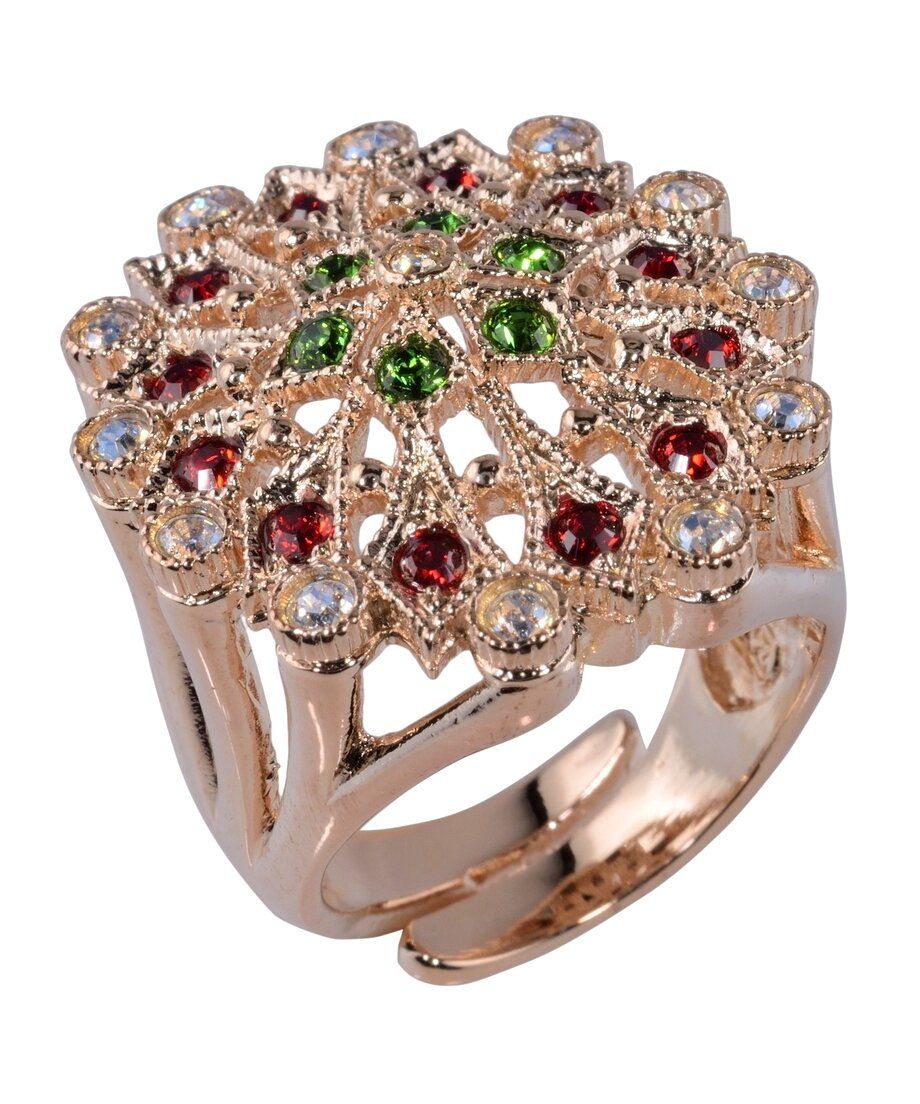 Anillo copo nieve oro rosa de plata de ley con cristales Swarovski de varios colores Anillo copo nieve oro rosa de plata de ley con cristales Swarovski de varios colores