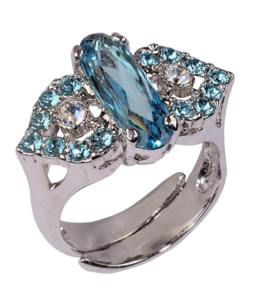 Anillo cristales Swarovski azules de plata de ley con un baño de rodio