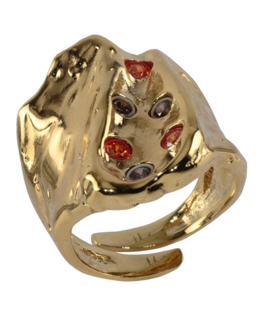Anillo de bronce dorado con cristales Swarovski