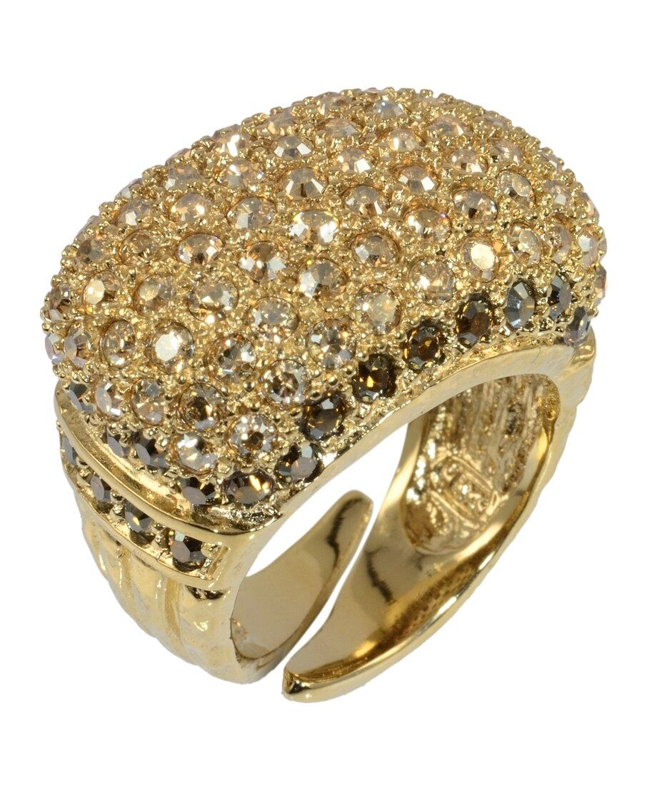 Anillo dorado con cristales Swarovski de plata de primera ley