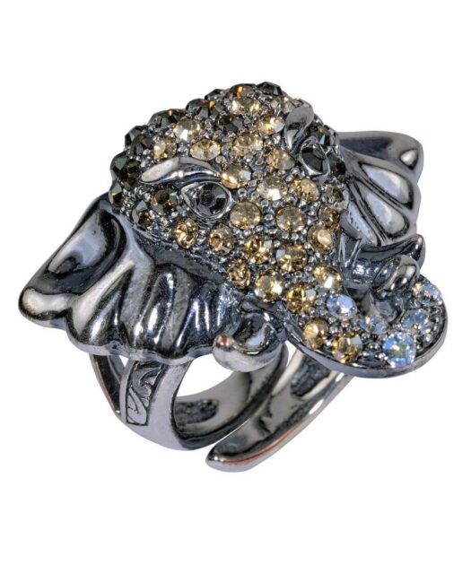 Anillo Elefante de plata con cristales de Swarovski
