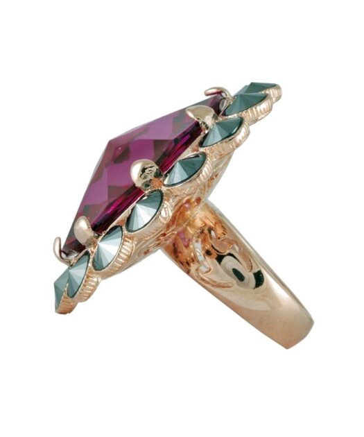 Anillo en círculo de plata bañada en oro rosa con cristales Swarovski